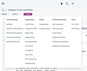 Primary Menu Option for OTRS ticket